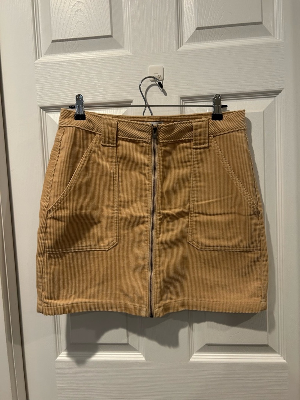 Hollister Y2K Tan Corduroy Mini Skirt Ultra High Rise Zip Front Size 11